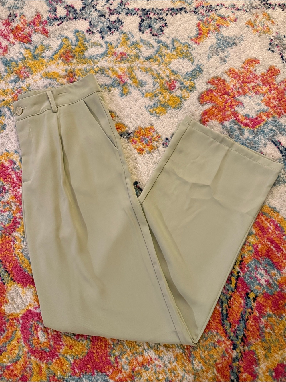 Light Sage Wide Leg Trousers